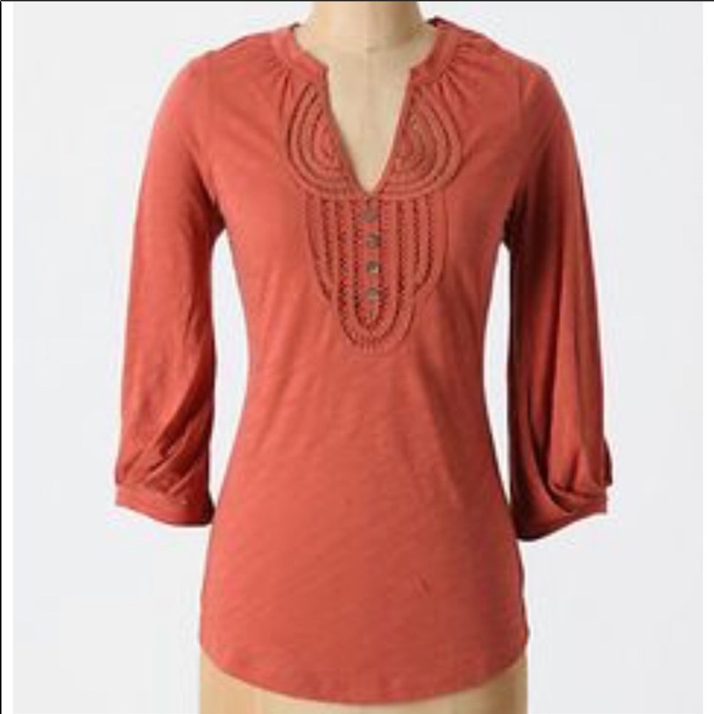 Anthropologie C Keer Loop De Loop Henley Top - image 1